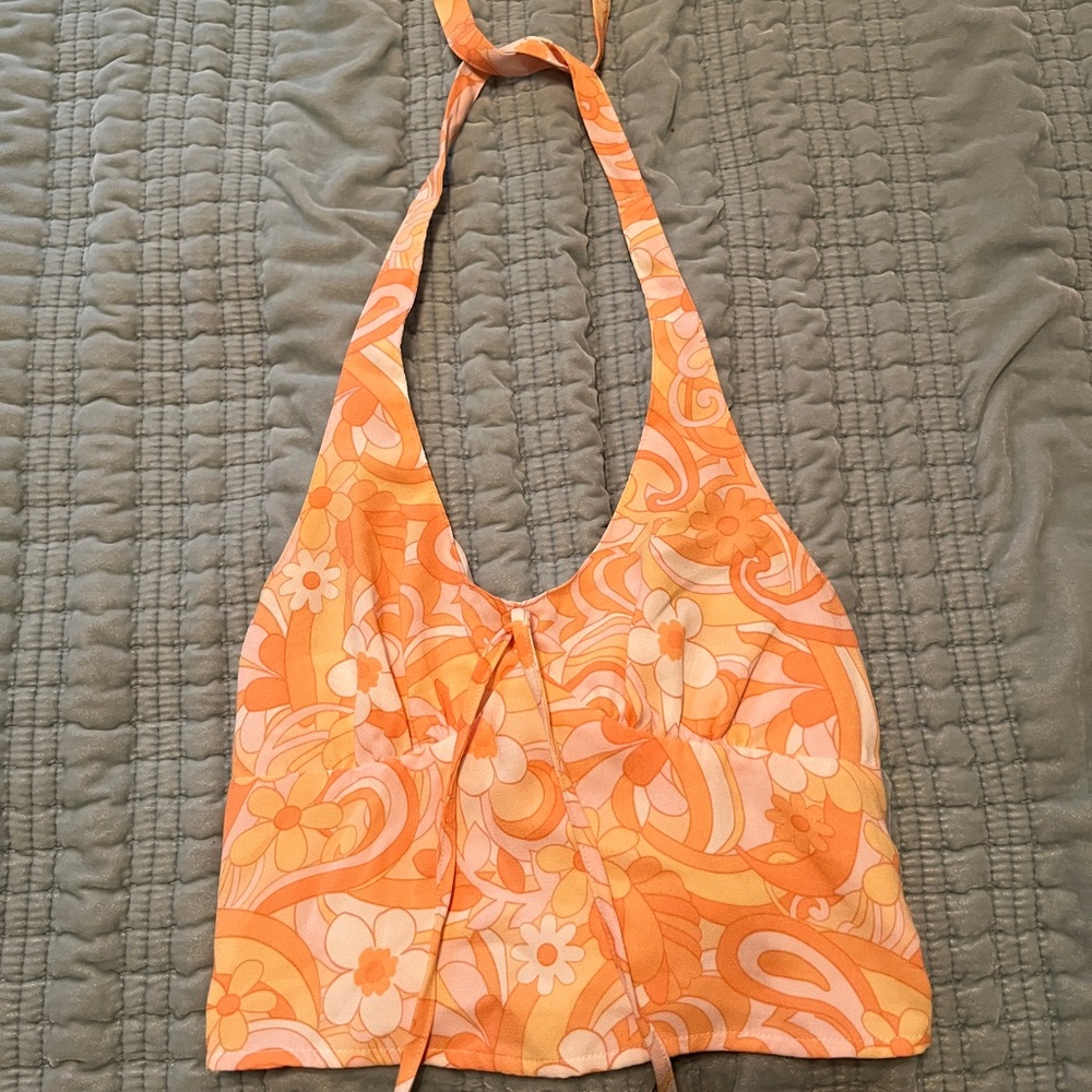 Hollister Peach and Cream Halter Top